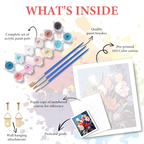 Paint by Numbers Kit for Adults Beginner, Colorful Tulip Bouquet 16x20 Inch - color: LBUSOPNF1P05
