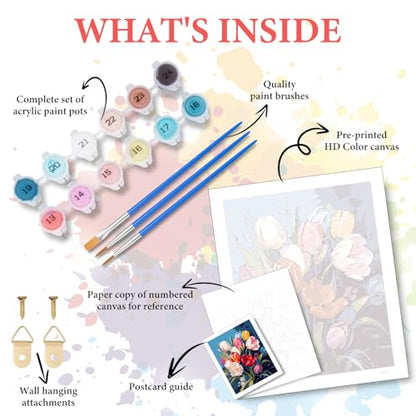 Paint by Numbers Kit for Adults Beginner, Colorful Tulip Bouquet 16x20 Inch - color: LBUSOPNF1P05