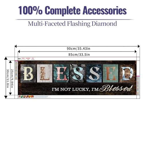 YALKIN 5D Diamond Painting Kits for Adults, Large Saying Believe Diamond Art Kits Full Drill Diamond Painting Kit for Adult Beginners, DIY Crystal Picture Art for Home Wall Decor 30x90cm/12x35in - color: Black black