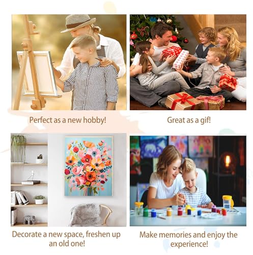 Artunion Framed Paint by Numbers Kit for Adults Beginners & Kids Ages 8-12,Watercolor Flowers Paint by Number with Frame, Floral Abstract Paint by Numbers Kit on Canvas 10 * 10 Inch Without Easel - color: ZXT-239-F