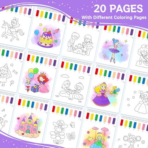 SOCOLER Paint with Water Coloring Books for Kids & Toddlers,Princess &Party | Mess Free Watercolor Painting Set, Water Color Painting Book,Craft Art Kit, Boys & Girls Birthday Gift, Travel Activity Toy - style: Princess and Party