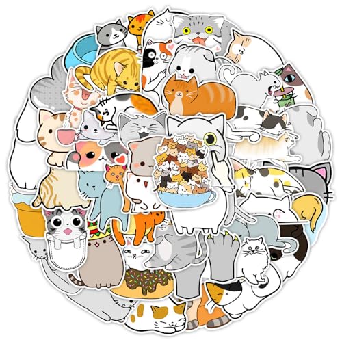 50Pcs Vintage Stickers,Waterproof Vinyl Aesthetic Decorative Sticker Scrapbooking Supplies for Adult Card Making Letters Planner Journaling Junk Journal DIY Water Bottles Cards Art Craft,Big Cat - color: Big Cat