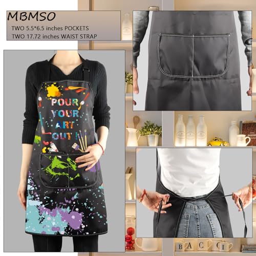 MBMSO Painting Artist Apron with Pockets Artist Painter Gifts Art Lover Gift for Art Teacher Student Painter Apron Waterproof - color: Pour Your Art Out Apron