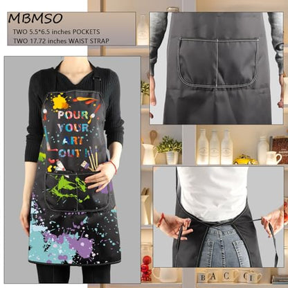 MBMSO Painting Artist Apron with Pockets Artist Painter Gifts Art Lover Gift for Art Teacher Student Painter Apron Waterproof - color: Pour Your Art Out Apron