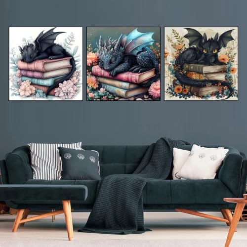 Axquilon 6 Pack Dragon Diamond Art Kits for Adults 12x12 inch | Diamond Painting Kits for Adults, 5D Round Full Drill Gem Art, Paint by Diamonds Pictures DIY Crafts Kits - color: 6 Pack Dragon