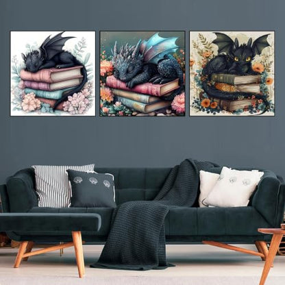 Axquilon 6 Pack Dragon Diamond Art Kits for Adults 12x12 inch | Diamond Painting Kits for Adults, 5D Round Full Drill Gem Art, Paint by Diamonds Pictures DIY Crafts Kits - color: 6 Pack Dragon