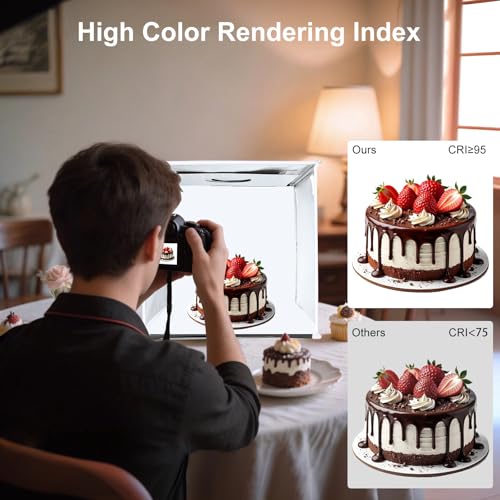 16x16 Inch Photo Studio Light Box Photography with 144 LEDs (CRI>95) & 6 Backdrops, Portable/Dimmable Folding Shooting Tents for Toys/Jewelry/Watches/Cosmetics/Food - size: 16 x16 inch