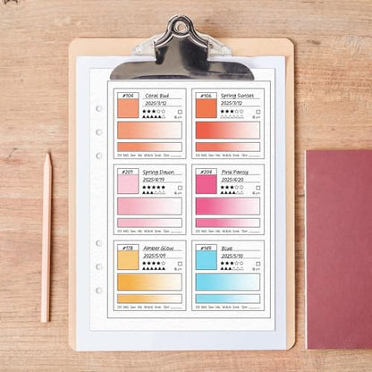 BLSUREFYX 25pcs A5 Waterproof Swatch Papers with Vellum Paper 140LB/300GSM