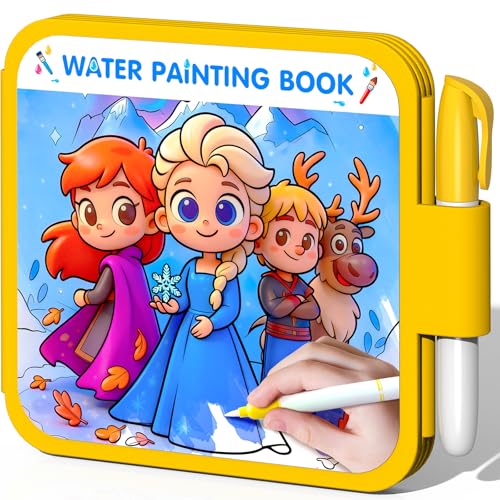 ZHOC Reusable Water Painting Books for Kids – Magic Water Reveal Coloring Books with Water Pens (Ice World) No-Mess Coloring Book Fun Travel Activity for Ages 3 4 5 6 7 8 - color: Ice World