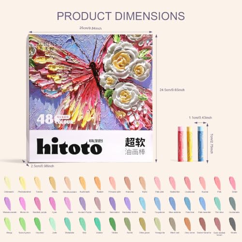 rubens 48 Macaron Colors Soft Oil Pastels, Creamy & Easy Blending - color: 48 Macaron Colors