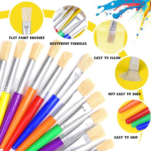Joyooss Paint Brushes for Kids, 12 Pcs Flat Large Kids Paint Brushes Set - size: 12 Pcs Flat