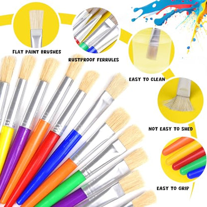 Joyooss Paint Brushes for Kids, 12 Pcs Flat Large Kids Paint Brushes Set - size: 12 Pcs Flat