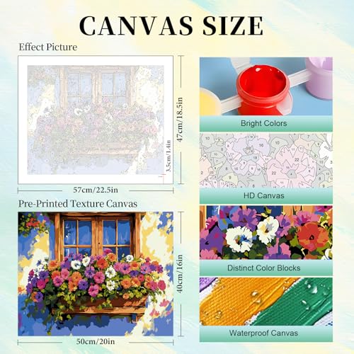 Paint by Numbers Kit for Adults, Flower Window DIY Painting Kit, 16x20 Inch - color: CYOP1P10