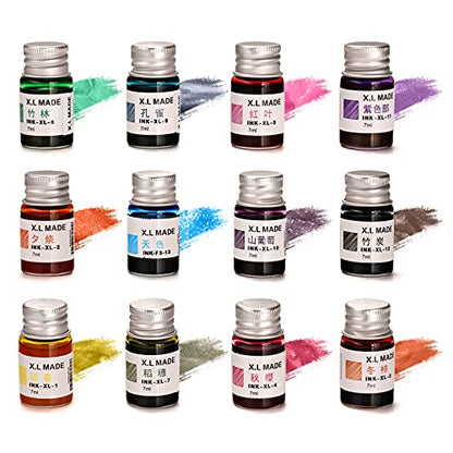 AOMAYLL Drawing Inks,Calligraphy Inks, 12 Colorful Dip Pen Ink Set for Writing, Drawing, Great for Gift Giving.