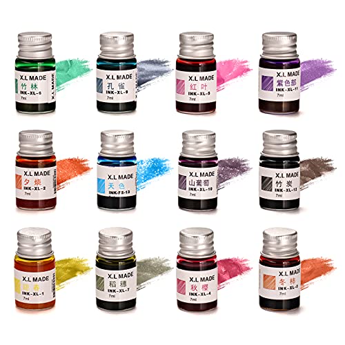 AOMAYLL Drawing Inks,Calligraphy Inks, 12 Colorful Dip Pen Ink Set for Writing, Drawing, Great for Gift Giving.