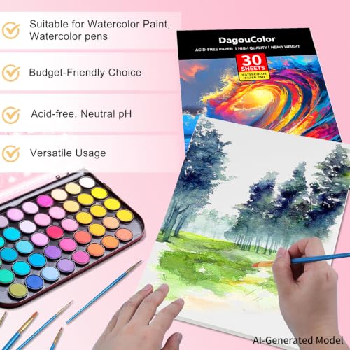 DagouColor Watercolor Paper Pad, 30 Sheets - Ocean Blue, A4, 1 Pack | 140lb/300gsm Cold-pressed Paper, Artist Book for Adults Beginners, Painting, Drawing, Mixed Media - color: Ocean Blue