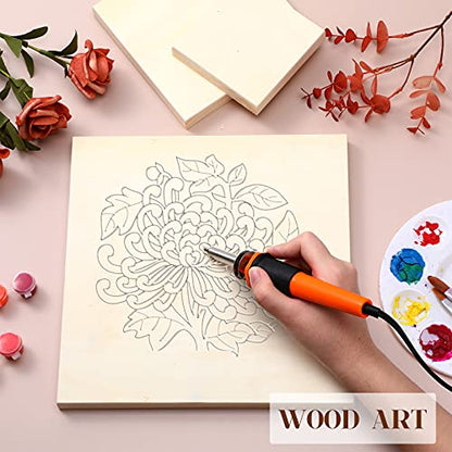 Youyole 12 Pcs Unfinished Wood Canvas Boards for Painting,4, 6, 8, 10 Inch | Square Wooden Panel Boards, Smooth Unfinished Surface, Acrylic Painting Drawing, Xmas DIY Wood Crafts, Holiday Art Projects