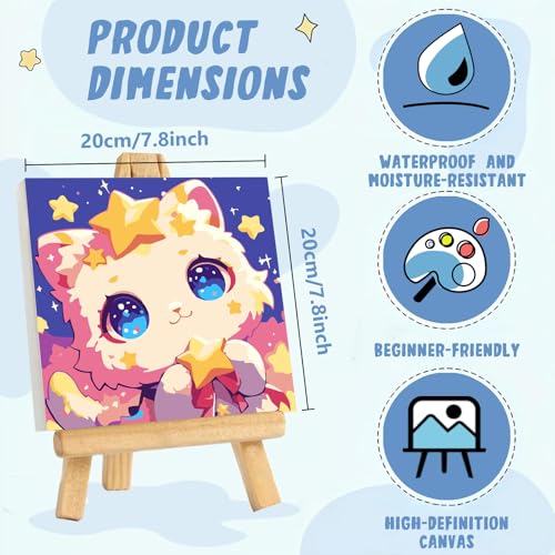 XTCIXAL Paint by Numbers Kit for Kids with Frame, Cat, 8X8 inch - color: 14-Cat