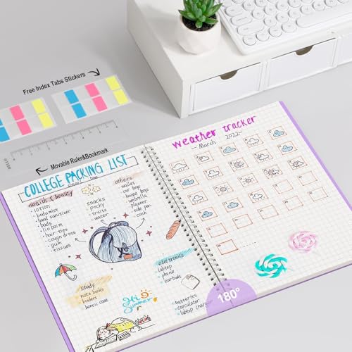 AHGXG Spiral Graph Paper Notebook, 110 Pages, A4 (8.5" x 11") | 100 gsm Thick Grid Paper, Waterproof Plastic Cover, for School Writing Engineering (Purple) - color: Purple, style: A4-Graph