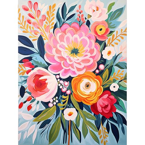 Flowers Diamond Art Kits for Adults,Flowers in Vase DIY 5D Diamond Painting Kit for Beginners,Full Round Drill Gem Art Dots for Adults, Perfect for Home Wall Decor 12X16 Inch