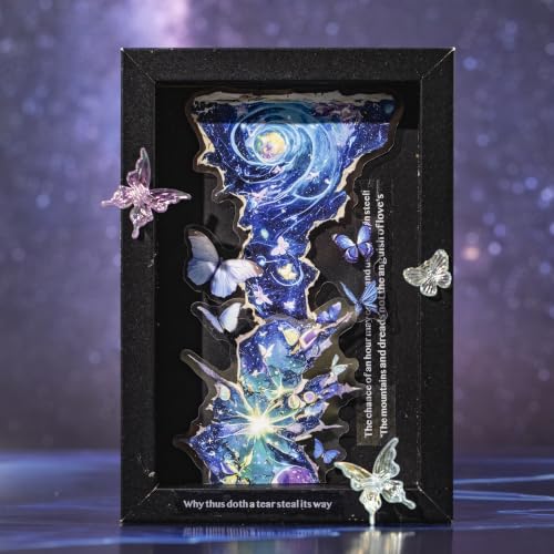 60 Pcs Large PET Stickers with Butterfly Art for Scrapbooking - color: Fantasy Butterfly Portals