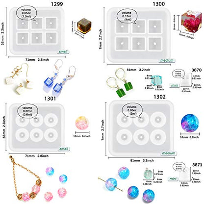 Beads Resin Molds with Hole for Gemstone Cabochon Jewelry Casting 14-Count