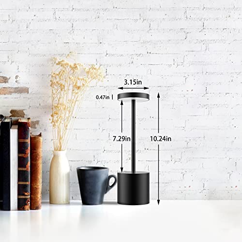 TBBGA LED Cordless Table Lamps, 5000mAh Rechargeable Table Light | Portable Outdoor Table Lamp, 3 Color Stepless Dimming Battery Powered Lamp for Dinner/Patio/Restaurant/Bedroom (Black) - color: Black1