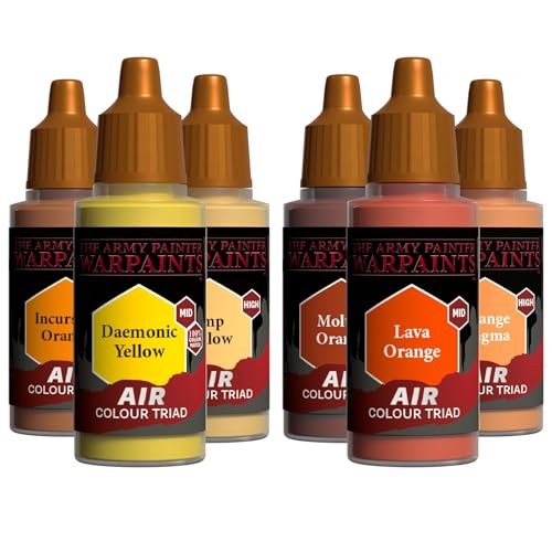 The Army Painter, Air Triads Orange + Yellow, 6 x 18 ml, airbrush | Pre-thinned Acrylic spray gun paints - Paint sprayer paint for D&D & Warhammer Miniatures - color: Orange + Yellow