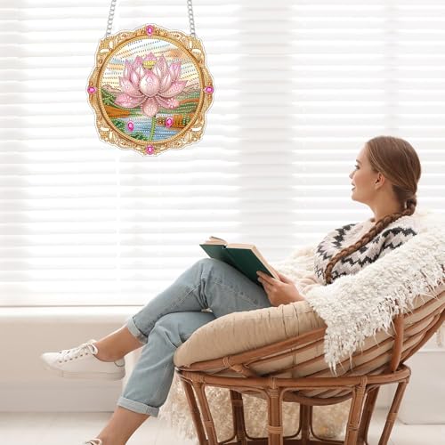 Bimkole Lotus Hanging Diamond Pearl Art Kits for Adults Pendant C34 - color: Hanging-Lotus