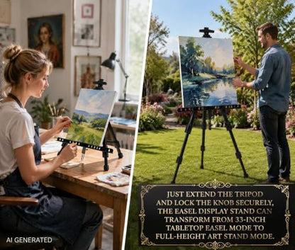 MXG Aluminum Art Easel,Professional Black Display Easel for Painting&Sign | 17-61 Inch Adjustable Height Tabletop & Floor standing Poster Stand 25lb Capacity for Canvas,Whiteboard,Home & Office - color: black