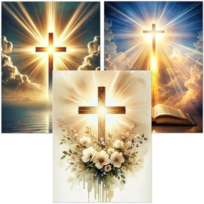 3 Pack Diamond Art Kits for Adults, Cross Diamond Painting Kits 12X16 Inch - color: 3 Pack Christ Cross, size: 11.8x15.7in(30x40cm)