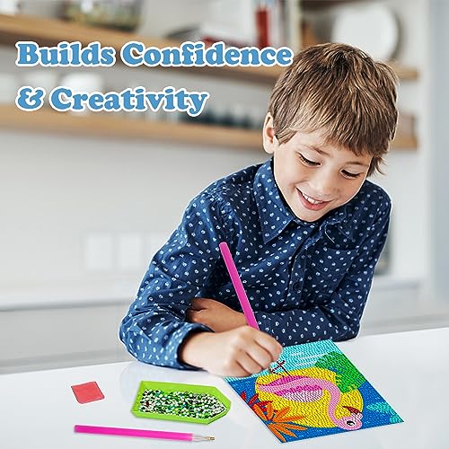 Labeol Diamond Art Kits for Kids Crafts for Girls Ages 6-8-10-12 Easy to DIY Creative Diamond Art Sticker Craft by Numbers Kits for Kids and Adult Beginners (4 Pack Cute) - style: 4 pack Cute
