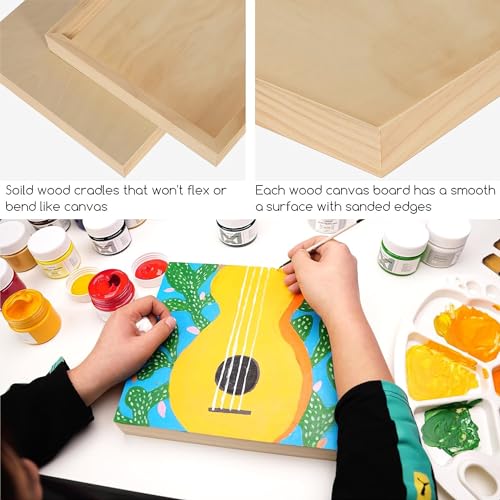 MEEDEN Unfinished Wood Canvas Board:6x8 Canvas Panel Pack of 4 | 1-1/2" Deep Wooden Panel Board, Blank Cradled Wood Art Board for Painting - Rectangle - size: 6x8/4 Pcs