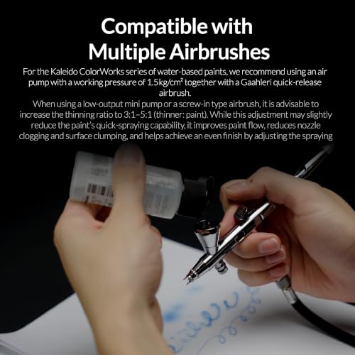 Gaahleri Kaleido Water-Based Acrylic Airbrush Paint Kit 24 Auto Color Set B | Pre-Thinned, High Gloss, Fast-Drying, with Thinner & Cleaner - color: 24 Auto Colors Set B