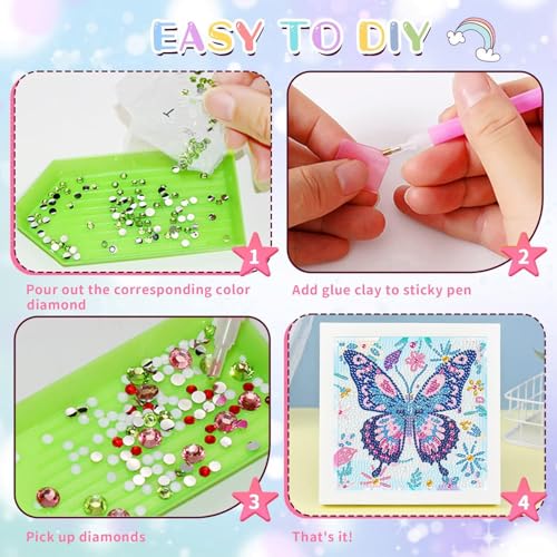 Butterfly Diamond Art Painting Kits for Kids with Frame Ages 6-12 (7x7 in) - color: CC1035