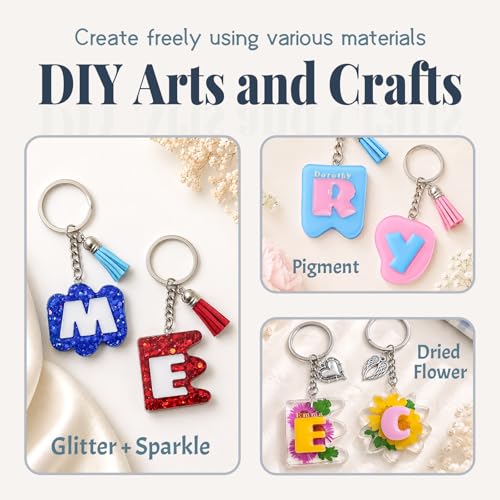 2 Pcs Alphabet Keychain Resin Molds, A-Z Letter Silicone Mold Kit