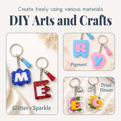 2 Pcs Alphabet Keychain Resin Molds, A-Z Letter Silicone Mold Kit
