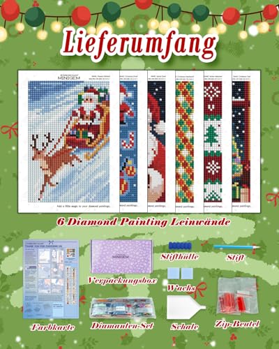 forever young Christmas Small Diamond Art Kits, 5x7 Inch Canvas | 6 PCS DIY square diamond painting kits for beginners and adults, perfect for collecting, display ＆ relaxing stress relief - color: Christmas