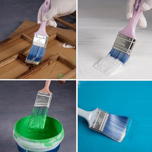 Bates 4Pack Plastic Handle Paint Brushes - Pastel Colors, Stain, Furniture & Wall Painting - color: Pastel Plastic Handle, size: 4 Pack, 1.5", 2", 2.5", 3"