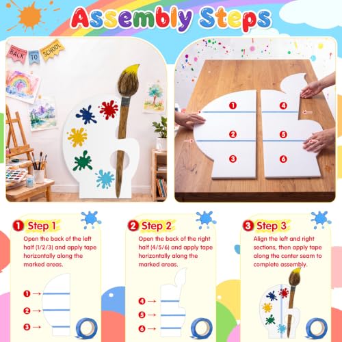 Qunclay 41 x 24 Back to School Giant Palette Art Decor(1pcs, Round) | Giant Paint Palette, Giant Paint Brush Prop, Art Decoration for Classroom Party School Birthday Photo Prop Backdrop - style: Round