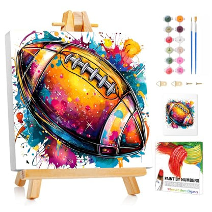 XTCIXAL Paint by Numbers Kit for Kids with Frame, Football, 8X8 inch - color: 03-Football