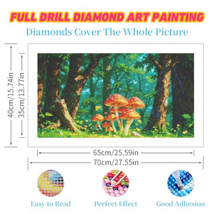 DDGEMART 5D Diamond Painting, Full Drill Enchanted Forest Mushroom Wild Woods Art for Adults, Large 28x16 Inch - color: Enchanted Forest Mushroom