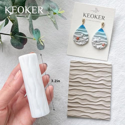 Keoker Summer Polymer Clay Texture Roller, 3pcs Ocean Texture Rollers for Polymer Clay - color: All Color