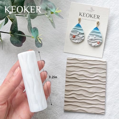 Keoker Ocean Wave Texture Roller for Polymer Clay, 1pc Summer Polymer Clay Texture Roller - color: A Color