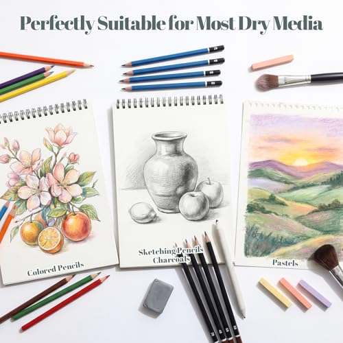 4 Pack Sketch Books 8.5 × 11 in, Top Spiral, 100gsm, Light Cyan - color: Light Cyan, size: 8.5 × 11Inch（4 Pack）