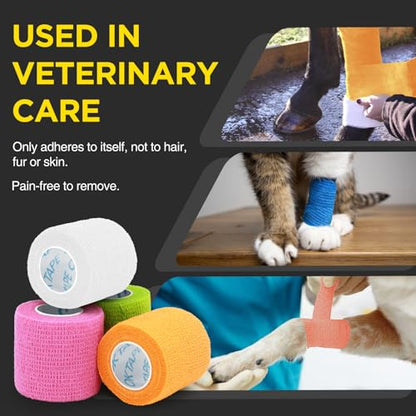 OK TAPE 12 Rolls Self Adhesive Bandage Wrap, Cohesive Elastic Athletic Tape - color: Spring, size: 2 Inch
