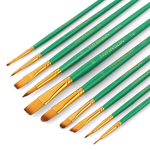 Transon 20pcs Artist Painting Brush Set for Acrylic Watercolor Gouache Hobby Craft Face Rock Painting Green - color: Green