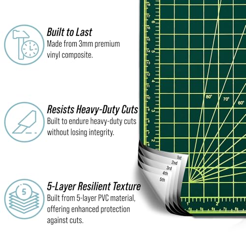 Adir Self Healing Cutting Mat - 30x42 Inches Sew Cutting Mat and Quilt Cutting Mat with 5 Layers, Double Sided Cutting Mat for Crafts - Reversible Non-Slip Cutting Pad with Grid - size: 42"L x 30"W