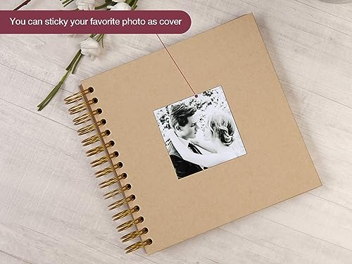potricher 8 x 8 Inch DIY Scrapbook Album 80 Pages with Kraft Paper, Yellow - color: Yellow, size: 8 Inch 80 Pages