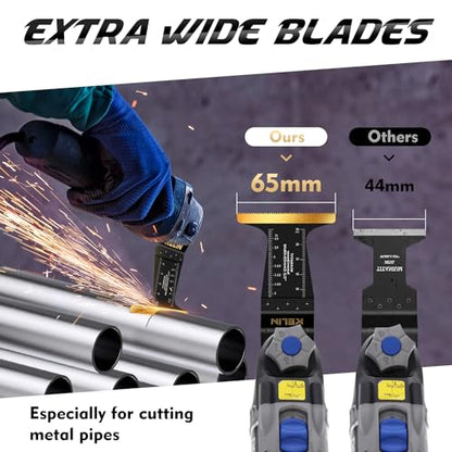KELIN 6 PCS Carbide Titanium Oscillating Blade,Universal Multitool Blades | Heavy Duty Oscillating Tool Saw Blades for Steel Bolts Screws Metal Wood Cutting with Hangable Case,Fit For Bosch Fein Dewalt - size: 6 PCS (Carbide + Titanium)